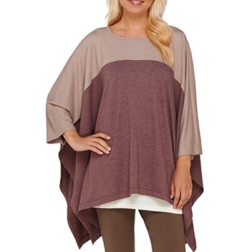 Lori Goldstein LOGO Oversized Colorblock Lounge Poncho Top Sz S